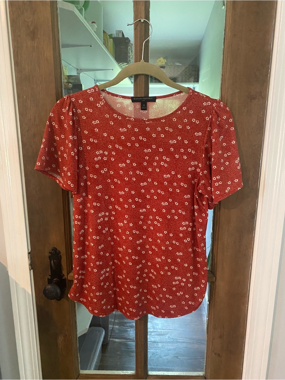 Banana Republic Orange Short Sleeve Floral Top